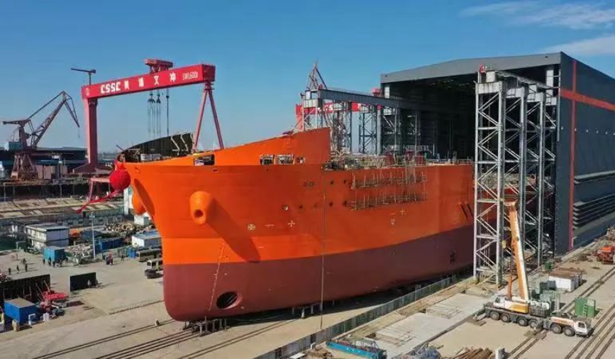 我国首艘面向深海万米钻探的超深水科考船实现主船体贯通